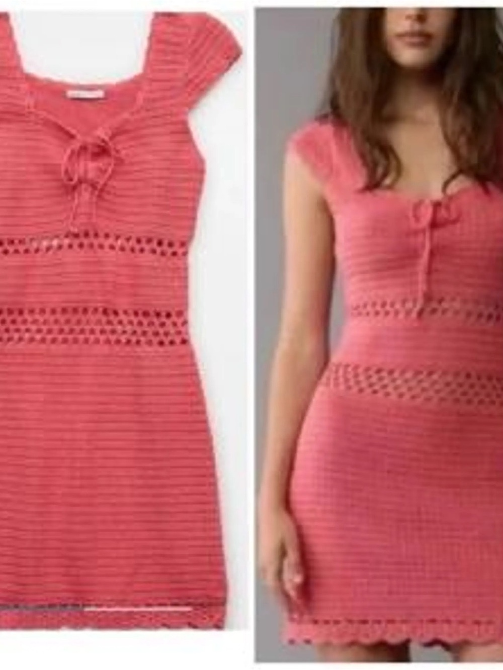 American Eagle Outfitters Coral Crochet Mini Dress
